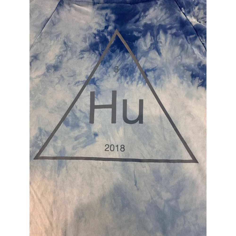 Adidas Pharrell Williams Hu Tie Dye T-Shirt Mens Large Blue 3-Stripe CW9102 2018